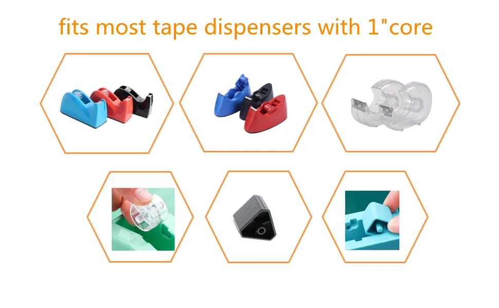 MJUNM Clear Tape Refills Rolls for Dispenser  Transparent Tape  6 Rolls  1 inch Core - MJUNM Tape