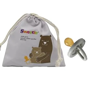SWEETIE Rubber Pacifier Natural Rubber Pacifier Rounded Grey Small 0-6 Month - SWEETIE Rubber GRAY Pacifier Natural Rubber Pacifier Rounded