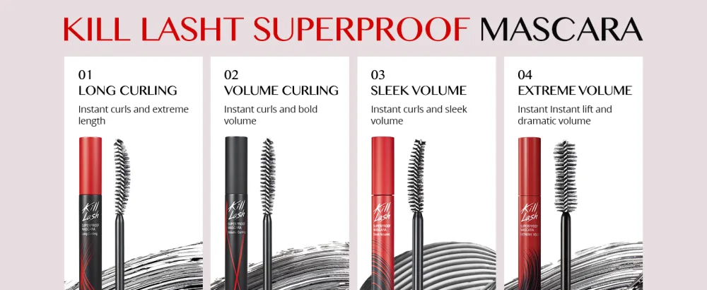 CLIO Kill Lash Superproof Mascara  Ultra-Volumizing  Smudge-Proof  Clump-Free  Curl-Holding  Long-Lasting  0.24 fl oz (003 SLEEK VOLUME) - product information 7