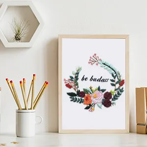 Louise Maelys Embroidery Starter Kit with 3 Embroidery Hoops for Adults Funny Floral Wreath Pattern for Beginners Needlepoint Kits Kit-4 - funny cross stitch kits