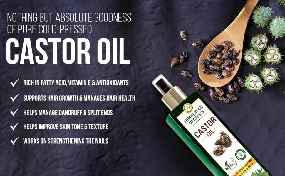 Himalayan Organics Cold Press - 100% Pure - Castor Oil for Stronger Hair  Skin & Nails - 200 ml - product information 6