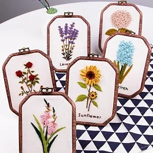 MWELLEWM 4 Pcs/Set Embroidery Hoops Imitated Wood Plastic Display Frame Reusable Circle Oval Rectangular Octagonal Cross Stitch Hoop Ring for Art Craft Sewing and Hanging Ornaments Home Decor Round  Oval  Rectangle  Octa... - product information 7