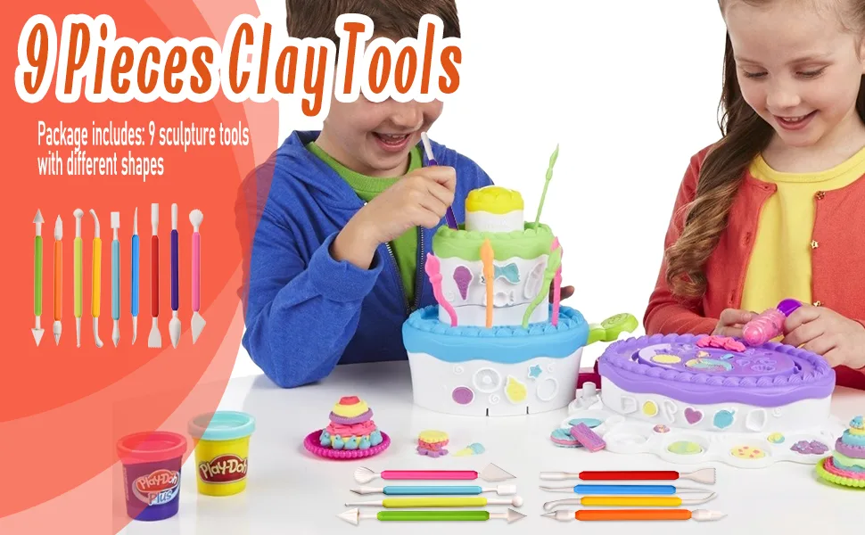 kiniza 9 Pieces Clay Sculpting Tools  Plastic Modeling Clay Tools for Kids Double-Head Plastic Ceramic Pottery Tool Kit Crafts Clay Modeling DIY Kit Cook Decorating Tools for Shaping and Sculpting - product information 2