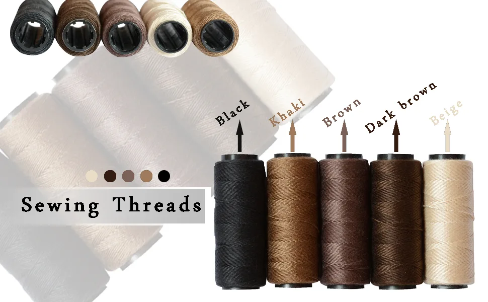 5 Rolls Sewing Threads Using for Hand Sewing Hair Extensions Making Wigs DIY (Black  Brown  Dark Brown  Beige  Khaki) 5 colors - Sewing Threads Using for Hand Sewing,Hair Extensions,Making Wigs DIY and So On