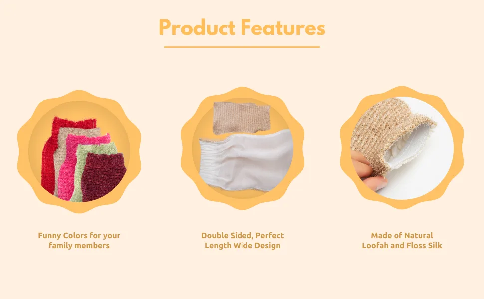 Exfoliating Loofah Glove Scrubber Mitten  Double Sided Bath Sponge Mitten and Soap Bag for Foaming (Red) - exfloating mitt