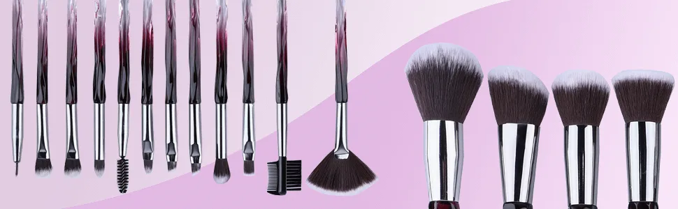 XMOSNZ Makeup Brushes 15pcs Make up Brushes Crystal Handle Highlighter Makeup Foundation Makeup Make Up Brush Sets Eyebrow Brush Professional with 4 Makeup Sponge and Brush Egg 20 Piece Set Purple - makeup