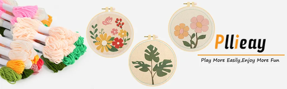 Pllieay 3 Set Punch Needle Embroidery Starter Kits Include Instruction  Punch Needle Fabric with Pattern  Yarns  Embroidery Hoops for Rug-Punch & Pinch Needle - product information 9