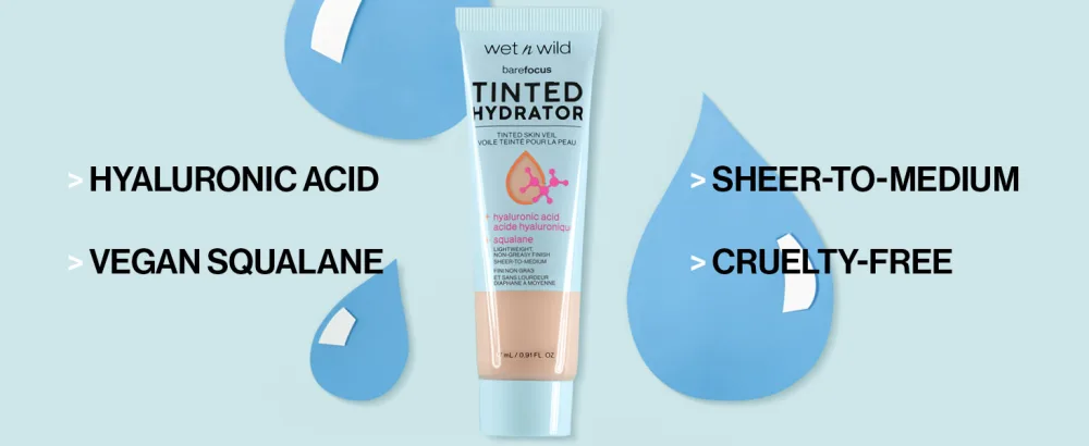 Wet n Wild Bare Focus Tinted Hydrator Matte Finish  Light  Oil-Free  Moisturizing Makeup | Hyaluronic Acid | Sheer To Medium Coverage - benefits