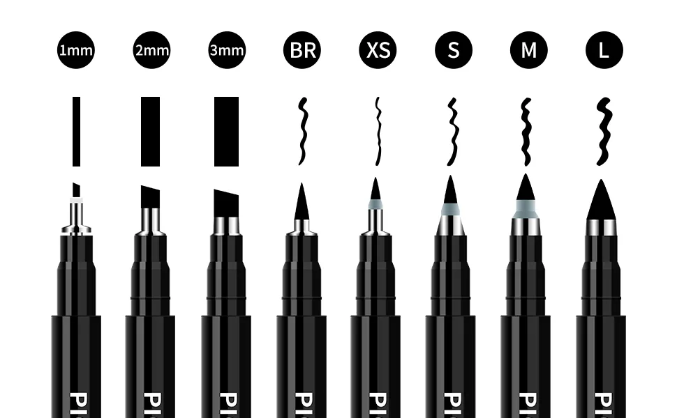 Piochoo Calligraphy Pens 8 Size Calligraphy Pens for Writing Brush Pens Calligraphy Set for Beginners  Hand Lettering Pens Black - product information 5