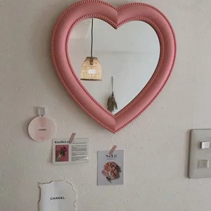 BinaryABC Heart Makeup Mirror Cosmetic Mirror Wall Desktop Mirror Bedroom Mirror Valentines Day Gift(Pink) - Heart Mirror 2