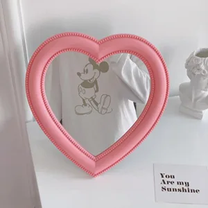 BinaryABC Heart Makeup Mirror Cosmetic Mirror Wall Desktop Mirror Bedroom Mirror Valentines Day Gift(Pink) - Makeup-Mirror 7