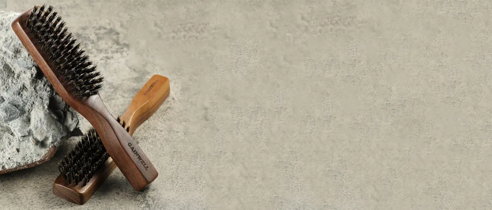 Mens Wild Boar Bristle Hair Brush - Stiff Bristles  Black Walnut Wooden Handle by GAINWELL - product information 1