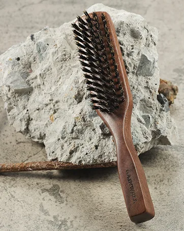 Mens Wild Boar Bristle Hair Brush - Stiff Bristles  Black Walnut Wooden Handle by GAINWELL - product information 4