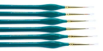 Transon Detail Thin Paint Brush Set 6pcs for Model Minature Craft and Art Painting  Nylon  Green 6 PCS - brush tip protector
