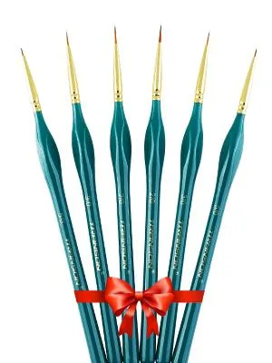 Transon Detail Thin Paint Brush Set 6pcs for Model Minature Craft and Art Painting  Nylon  Green 6 PCS - transon detail brushes