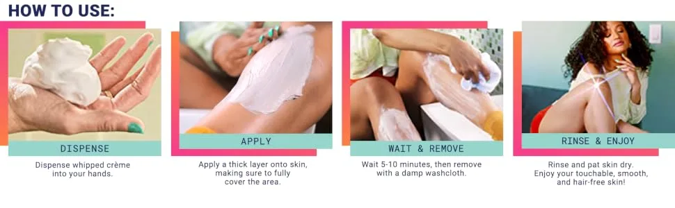 Nair Hair Remover Bladeless Shave Whipped Cr me Infused with Rosewater  5oz - How To Use: