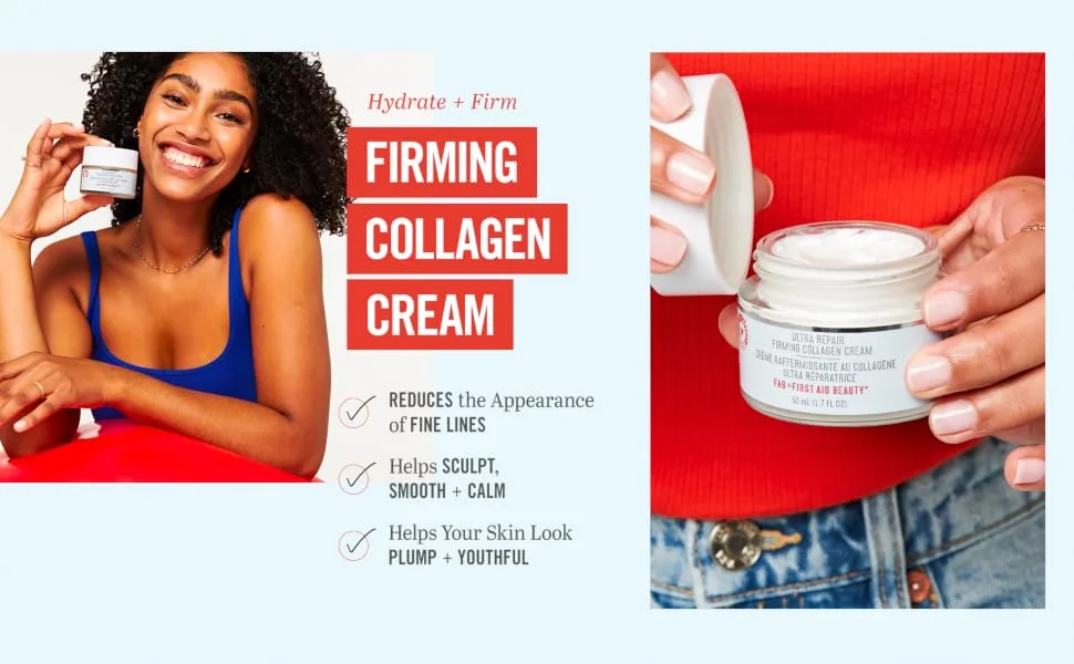 First Aid Beauty Firming Cream with Peptides  Niacinamide + Collagen   Day & Night Anti-Aging Face Moisturizer   1.7 fl oz - First Aid Beauty