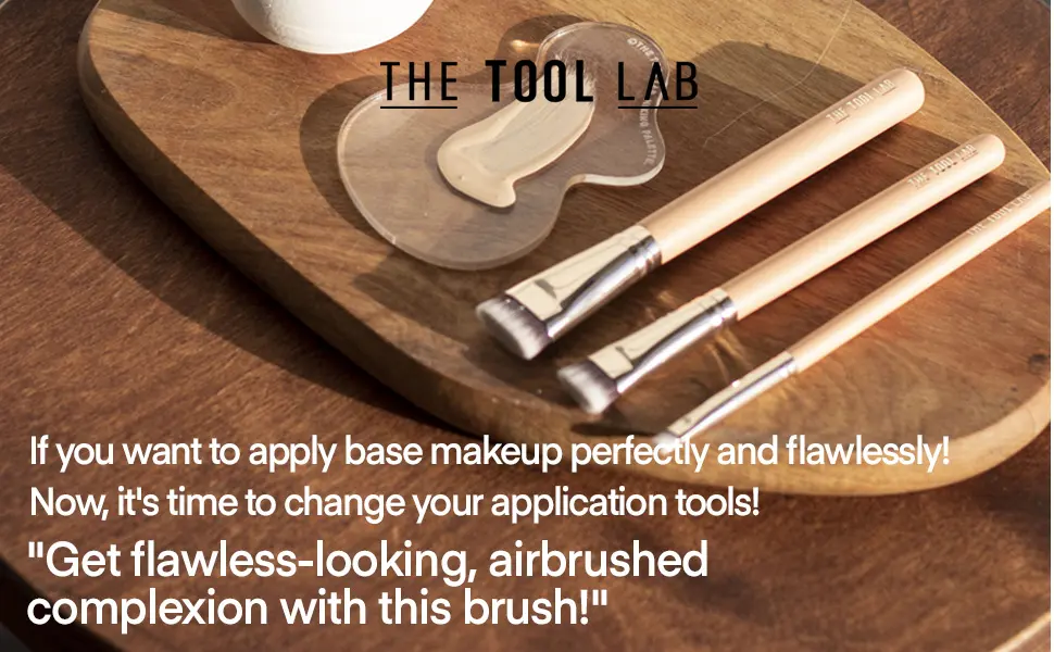 THE TOOL LAB 107 Base Perfector -Flat Top Face Blending Liquid  Cream or Flawless Cosmetics  Buffing  Stippling - Premium Quality Synthetic Dense Bristles Cosmetic - 108/232