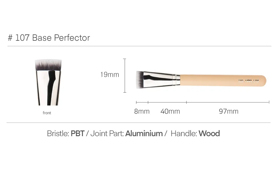 THE TOOL LAB 107 Base Perfector -Flat Top Face Blending Liquid  Cream or Flawless Cosmetics  Buffing  Stippling - Premium Quality Synthetic Dense Bristles Cosmetic - product information 7