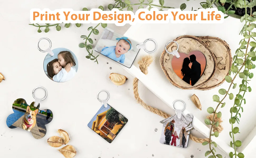 90Pcs Sublimation Keychain Blanks Bulk  MDF DIY Blank Keychain with Key Rings  Heat Transfer Keychain for Present Making  Double-Side Printed  6 Shapes Sublimation Ornament Blanks Type 1 - sublimation keychain blanks