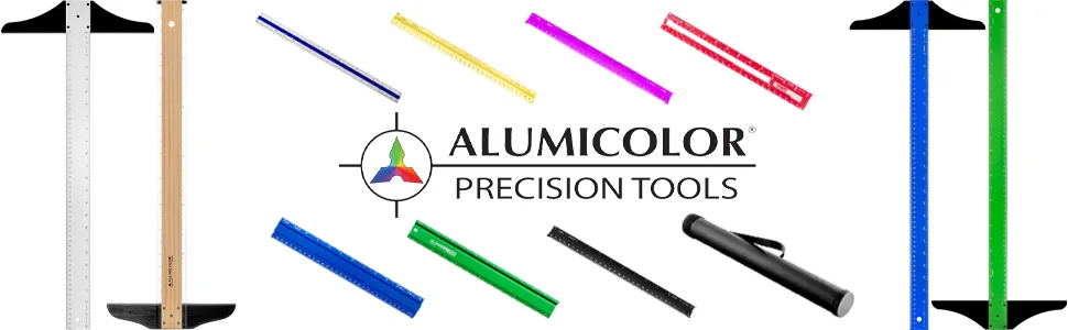 Alumicolor AlumiCutter Aluminum Straight Edge w/ Inch and Metric Calibrations for Office  School  Engineering and Framing  24IN  Silver IN/CM Silver - LOGO HERO