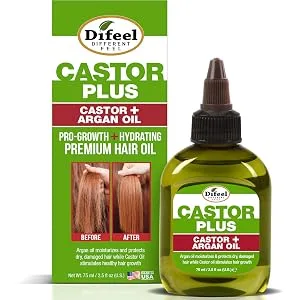 Difeel Premium Castor Plus Biotin - Mega-Growth Premium Hair Oil 2.5 oz. - Argan