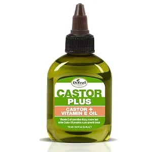 Difeel Premium Castor Plus Biotin - Mega-Growth Premium Hair Oil 2.5 oz. - Vitamin E 2