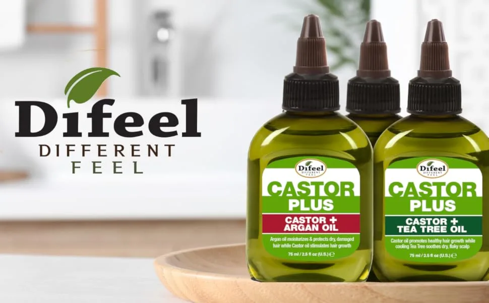 Difeel Premium Castor Plus Vitamin E - Pro-Growth + Anti-Frizz Premium Hair Oil 2.5 oz. - Difeel Castor Plus
