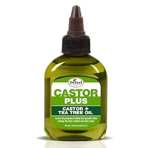 Difeel Premium Castor Plus Vitamin E - Pro-Growth + Anti-Frizz Premium Hair Oil 2.5 oz. - Tea Tree 2