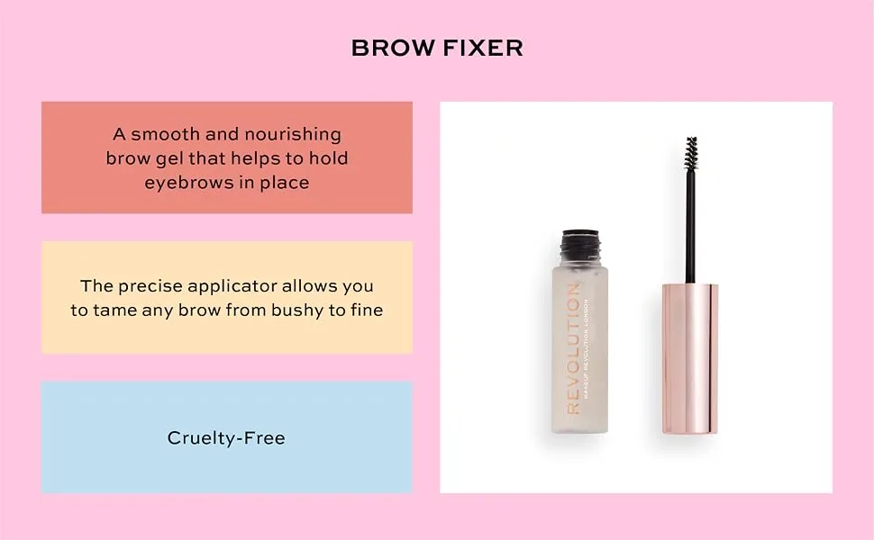 Makeup Revolution Clear Eyebrow Gel For Taming Your Brows  Brow Fixer  Cruelty-Free  0.2fl.oz/6ml - Brow Fixer