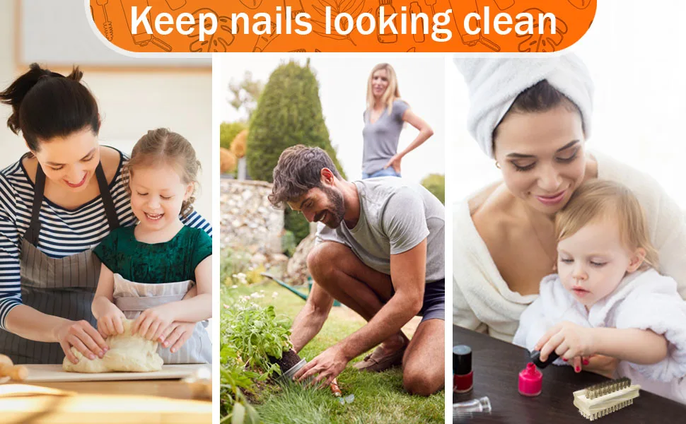Konex Non-Slip Wooden Two-sided Hand and Nail Brush with Natural Boar Bristle - Keep your Nails Looking Clean