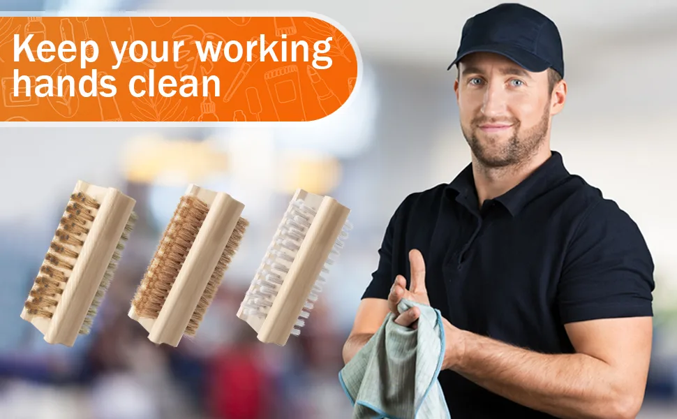 Konex Non-Slip Wooden Two-sided Hand and Nail Brush with Natural Boar Bristle - Keep your working hands clean