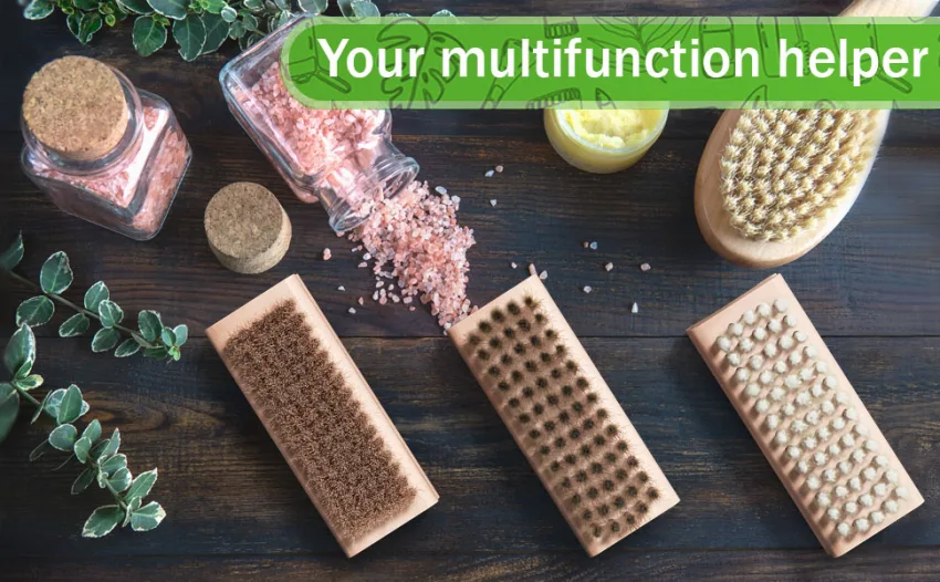 Konex Non-Slip Wooden Two-sided Hand and Nail Brush with Natural Boar Bristle - Your multifunctional helper