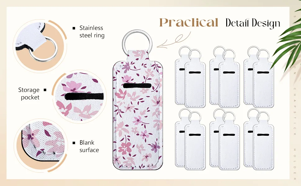 Sublimation Chapstick Holder Keychain Blank Neoprene Lipstick Keychain Holder 20 - product information 2