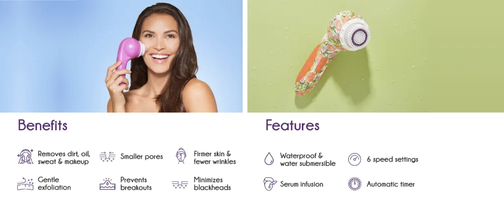 Michael Todd Beauty - Soniclear Elite - Facial Cleansing Brush System - 6-Speed Powered Exfoliating Face & Body Brush - soniclear elite