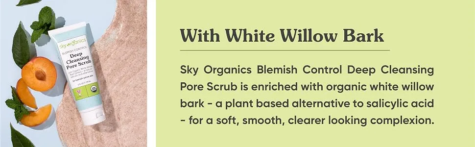 Sky Organics Blemish Control Deep Cleansing Pore Scrub for Face USDA Certified Organic to Cleanse  Purify & Refresh  4 fl. Oz - BCSCRUB
