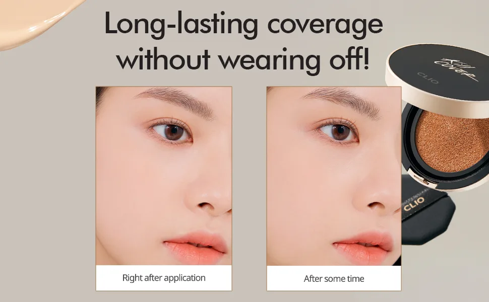 CLIO Kill Cover Fixer Cushion | Makeup Base and Fixer  Long Lasting  Full Coverage with Matte Finish for Sensitive Skin Types (0.53 oz) (4 GINGER) - FIXER CUSHION_B&A