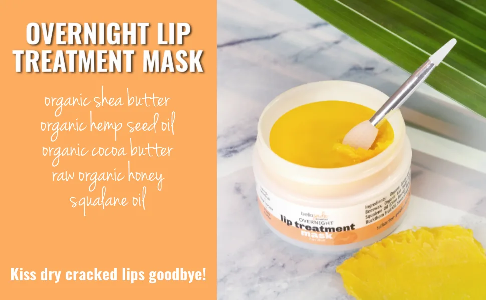 Lip Sleeping Mask Overnight Moisturizer Balm with Organic Shea Butter and Raw Honey Softens and Hydrates Dry Cracked Lips While You Sleep - Lip Mask Header
