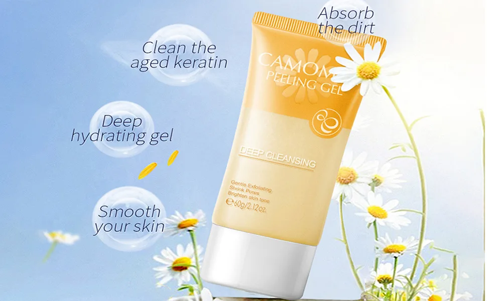 BEUKING Face Camomile Peeling Gel Deep Cleansing Moisturizing Smoothing Gentle Exfoliating Remove Dirt Tighten Pores Improving Face Skin - product information 2