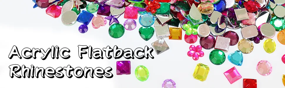 FADIKX 1200 Pcs Acrylic Flatback Rhinestones 12 Different Shape Gems for DIY Craft Jewels Gemstone Wedding Birthday Decoration (6-13mm) - 12 Different Shape Gems