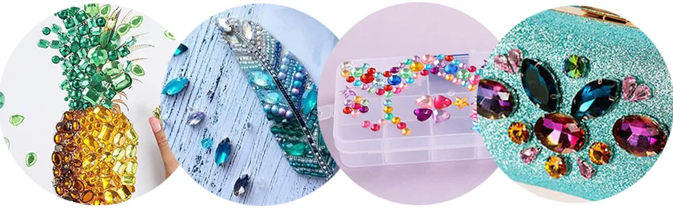 FADIKX 1200 Pcs Acrylic Flatback Rhinestones 12 Different Shape Gems for DIY Craft Jewels Gemstone Wedding Birthday Decoration (6-13mm) - Shiny rhinestone stickers