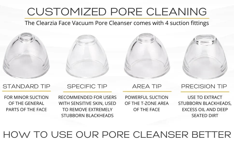 CLEARZIA Blackhead Remover Vacuum with Camera - Face Pore Cleaner Blackhead Vacuum Kit  Whitehead Comedone Extractor Tool with 5 Suction Power for Men and Women - face pore cleaner blackhead remover vacuum extractor with camera rechargeable interchangeable tips