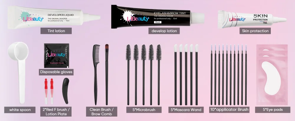 Libeauty Lash Black Color Kit Brow Kit Quick Voluminous Coloring with Complete Tools Eyelash Color Kit For Salon Or Home Hair colour Use - brow tint kit