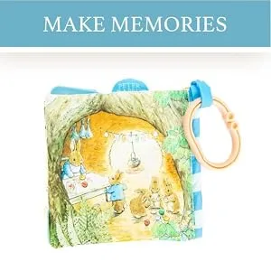 KIDS PREFERRED Peter Rabbit Soft Book with toy  Teether and Crinkle  5 Inches - make memories, soft book closed showing back page