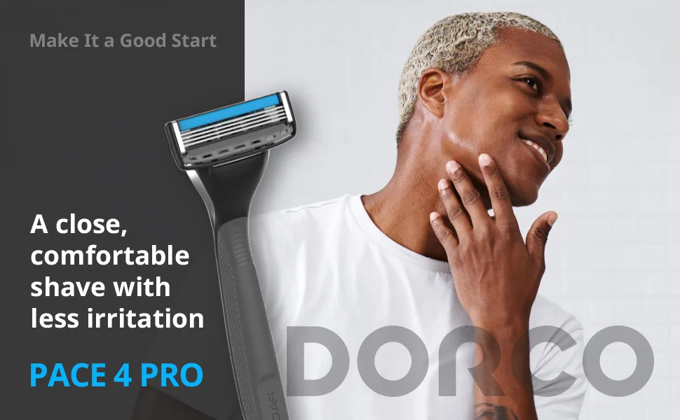 Dorco Pace 4 Pro - Four Blade Razor Shaving System - 2 Replacement Handles (Handles Only) - DORCO PACE 4 PRO: A close, comfortable shave with less irritation