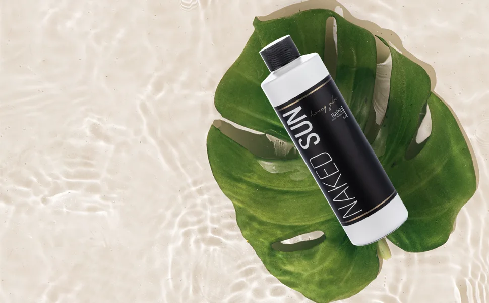 Naked Sun Spray Tan Solution - Honey Glow Violet Rapid Develop 1 Hour Express - 32 oz Airbrush Sunless Self Tanning Spray Mist - Naked Sun Honey Glow Rapid Sunless Tanning Solution