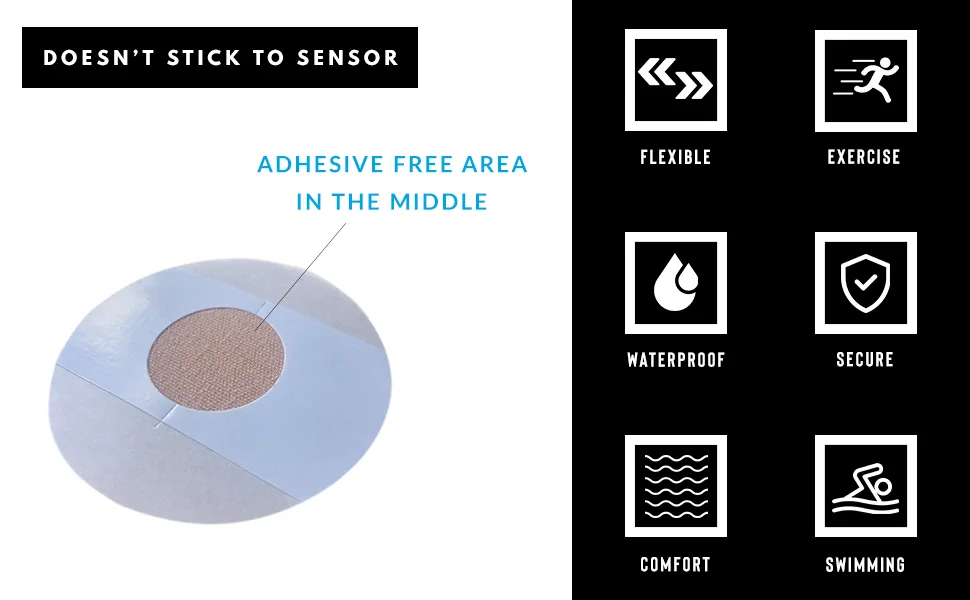 Flexd - Freestyle Waterproof Sensor Covers for Libre 2 & 3 - (30 Pcs) - Libre 3 Sensor Covers - CGM Adhesive Patches - Without Adhesive in The Center - (Round - Tan) - freestyle libre 2 sensor covers waterproof
