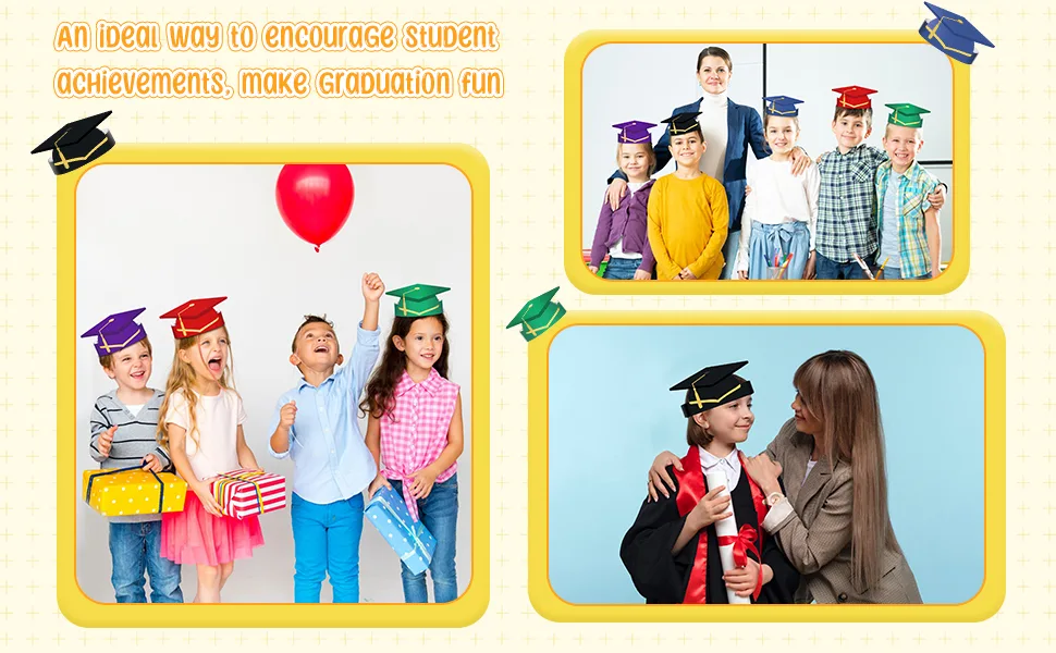 40 Pieces Paper Graduation Crown for Kids  Adjustable Paper Hats Blue - product information 7