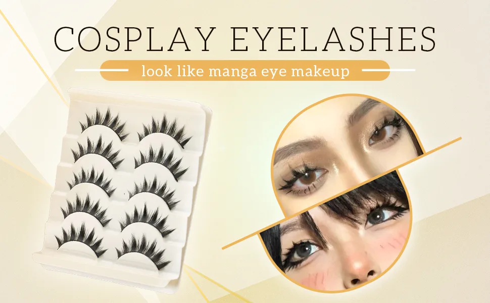 DSLONG 5 Pairs False Eyelashes Japanese Style Makeup Thick Eyelash Extension cosplay Makeup Eyelashes reusable Lashes Eye Makeup Tools 1G01 - cosplay Makeup Eyelashes