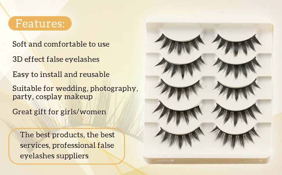 DSLONG 5 Pairs False Eyelashes Japanese Style Makeup Thick Eyelash Extension cosplay Makeup Eyelashes reusable Lashes Eye Makeup Tools 1G01 - product information 3